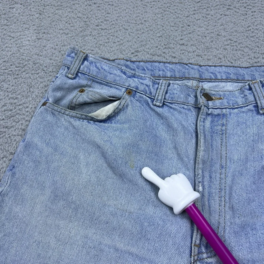 VTG Levi Strauss 619 Mens Light Blue Denim Jeans Straight Leg Orange‎ Tab 36x31